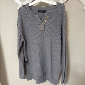 Zesica Women's Gray Henley Sweater